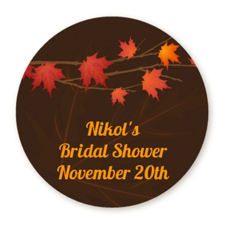 Autumn Leaves – Round Personalized Bridal Shower/Wedding Sticker Labels