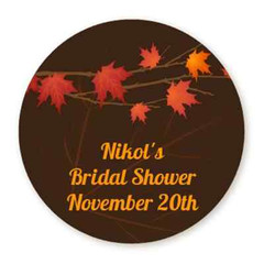 Autumn Leaves – Round Personalized Bridal Shower/Wedding Sticker Labels