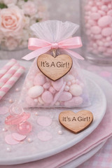 100 Pcs 1″ It’S a Girl Wooden Heart Confetti Engraved Rustic Baby Shower Wood He