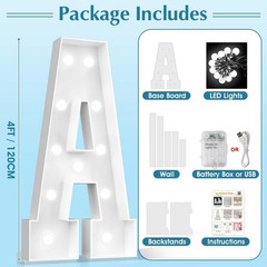 Ledido 4FT Marquee Light Up Letters L, Easy to Assemble Cool White Marquee Le…