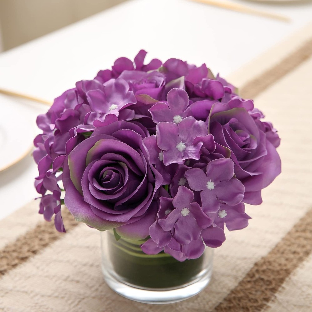 GreenHouzz Artificial Rose and Hydrangea Silk Flower Centerpieces Faux Floral…