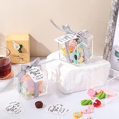 50 Pcs Acrylic Boxes 2.2 x 2.2 x 2.2 Inch Clear Wedding Guest Favor