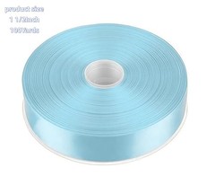 1 1/2 Inch Solid Satin Ribbon, 100 Yards Double Faced Satin for Wathet blue