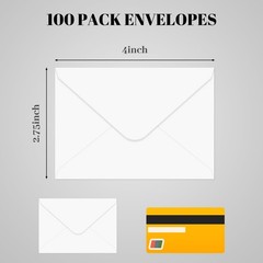 100 pack Gift Card Envelopes 4 x 2.75″ Mini envelope 4 x 2.75 inches, White