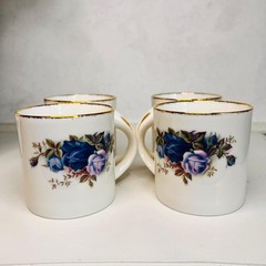 Royal Albert Moonlight Rose Cup – English Porcelain 1987, Blue Floral Gold Trim