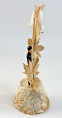1950’s Wedding Cake Topper Bride & Groom Chalkware Millinery Flowers 6″ w/Box