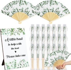 51 Pcs Wedding Favors Guests Bulk 25 Wedding Foldable Hand Fans Eucalyptus