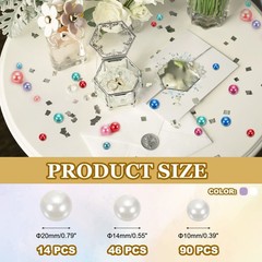 150 Pcs Pearl Bead for Vase Filler 20/14/10mm Floating Bead(Light Purple White)