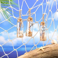 Qunclay 6 Pcs Coastal Beach Ornaments Nautical Glass Message Bottle Clear