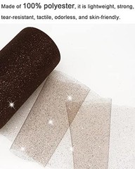 Brown Glitter Tulle Fabric Rolls, 6″ by 50 Yards, 150 ft, Brown