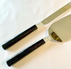 Vera Wang Wedgwood With Love Noir Cake Server Pair Black Enamel/Silverplate Trim