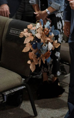 Lings Moments Wedding Flowers Set Russet Orange and Denim Blue
