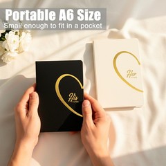 porffitoy Wedding Vow Books His and Hers, 2 Pack Personalized Black White