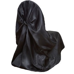 6 Black SATIN UNIVERSAL CHAIR COVER for Wedding Banquet Reception Decorations