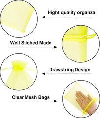 25PCS Yellow Organza Bags 5×7 inches – Sheer Mesh Jewelry Pouches, Organza Gift