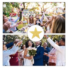 MECCANIXITY 200Pcs Star Confetti Glitter Table 1.18″x1.18″, Gold