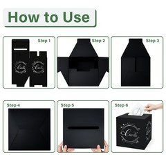 1 Pack Black and Silver Foil Card Box for Party, 8.7″ Black Gift Card Box Mon…