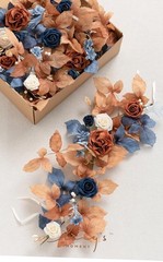 Lings Moments Wedding Flowers Set Russet Orange and Denim Blue