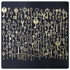 150 Pcs Vintage Skeleton Key Set Charms DIY Pendant for Jewelry Antique bronze