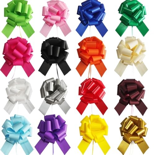 16 Pcs Pull Bows for Gift Wrapping,6 Inch Gift Bows for 16pcs Mixed Color