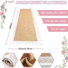 Burlap Aisle Runner for Wedding Ceremony, 36″ X 20Ft Natural Burlap Wedding Aisl