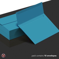 A7 Envelopes, 5 1/4″ x 7 1/4″, Cerulean Blue, Square Flap, 24w (90gsm), 10 Qty