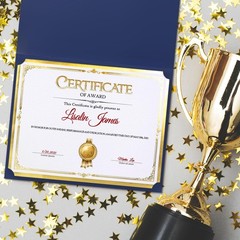 Award Certificate Papers, 50 Sheets Blank Gold Foil Border gold