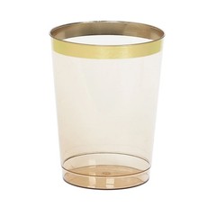 25 pcs 8 oz Plastic AMBER GOLD with GOLD Rim CUPS Disposable Tableware Party