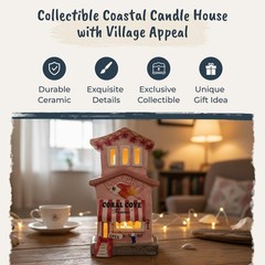 Blue Sky Clayworks Coral Cove Fish Chips Candle House Ceramic 5 L X 4 W X 9 H