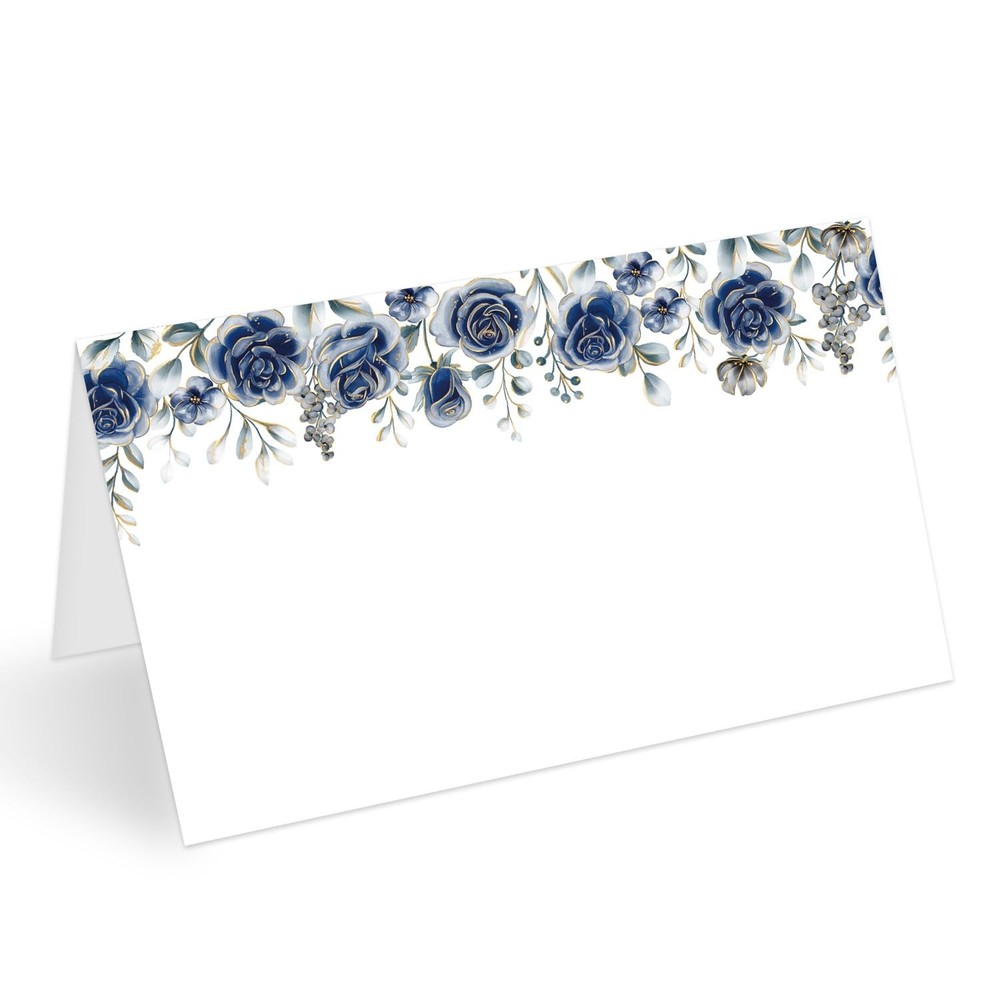 Blue Flower Place Cards Seating Name Banquet Wedding Dinner 25 PCS Set