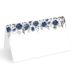 Blue Flower Place Cards Seating Name Banquet Wedding Dinner 25 PCS Set