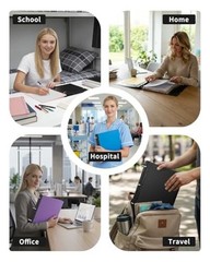 360° Pivotable 3 Ring Binder, 1 inch Black 2 PCS Non-Customizable Cover