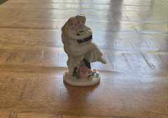 Bride And Groom Vintage Wedding Cake Topper, Ceramic Wedding Figurine