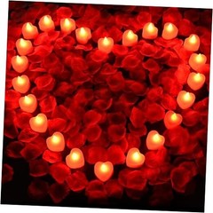 2000pcs Red Artificial Rose Petals with 2000pcs Red Petals + 24pcs Red Candles