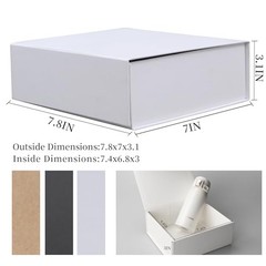 White Gift Box with Lid, 7.8x7x3.1 1 Count (Pack of 1) White 7.8x7x3.1 Inch