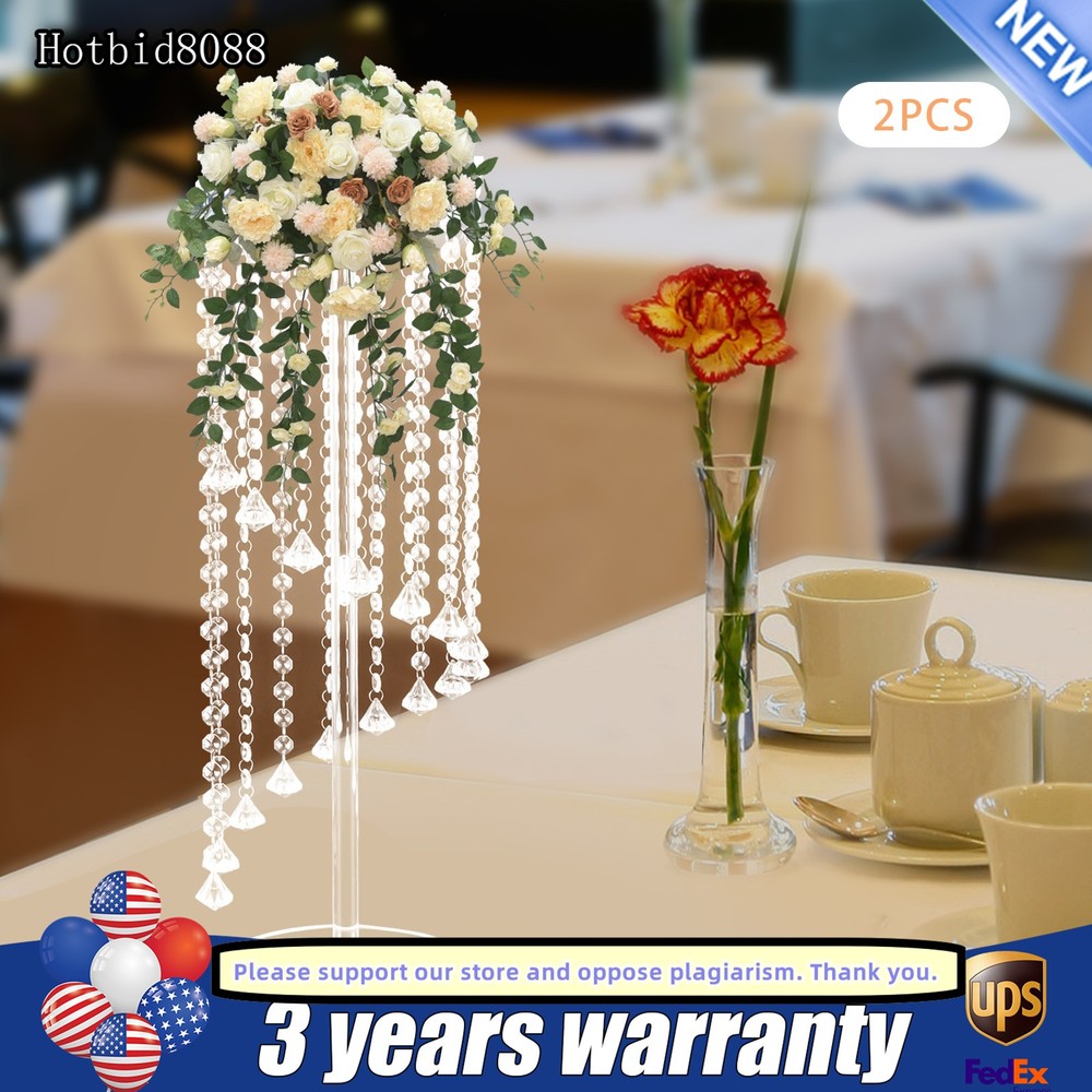 2 Pcs Acrylic Column Flower Stand Clear Acrylic Tall Vases for Centerpieces