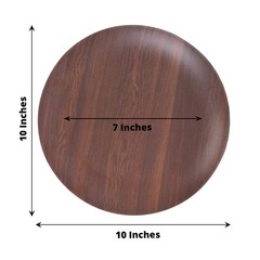 6 Brown 10″ Round Wood Grain Design Heavy Duty Plastic Plates Party Decorations