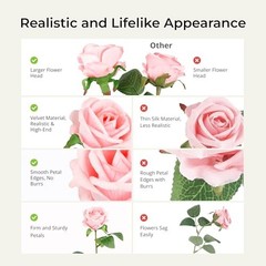 14PCS Artificial Roses, Realistic Silk Fake Roses Flowers with Long Mix Color