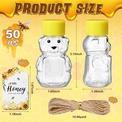 50 Sets 2oz Plastic Honey Bear Bottle Gifts 50 Shape Clear Empty Honey…