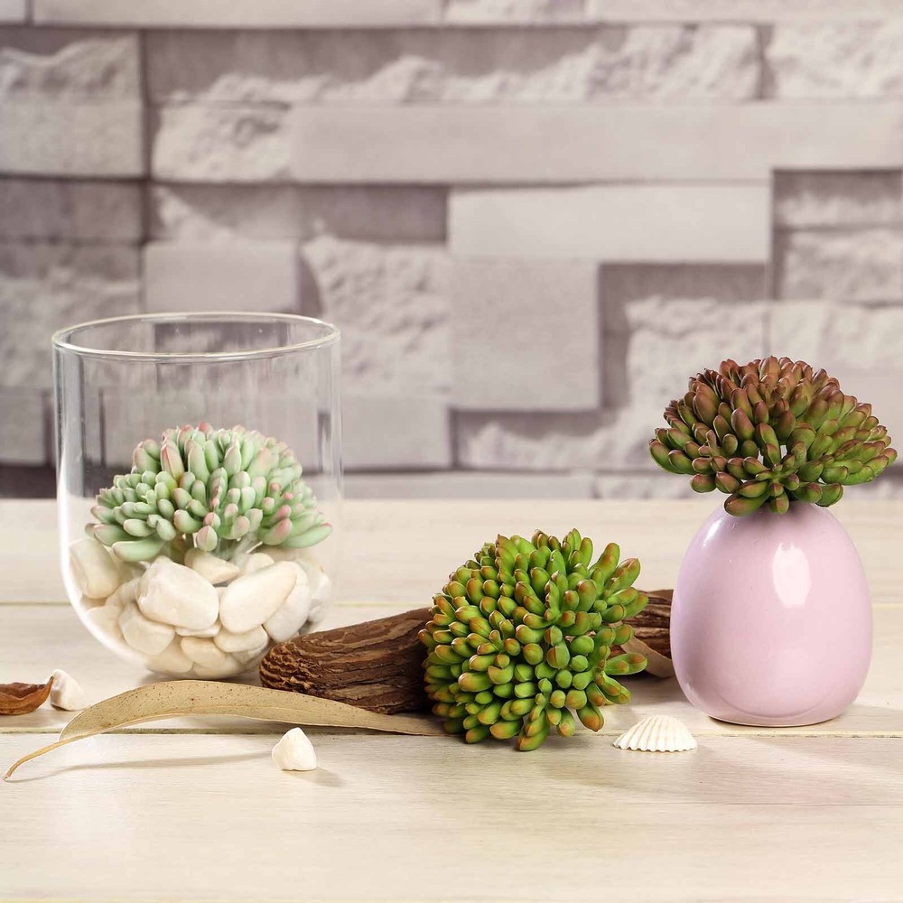 3 Green 4″ Assorted Faux Jelly Bean Succulent Sprays Stems Wedding Centerpieces