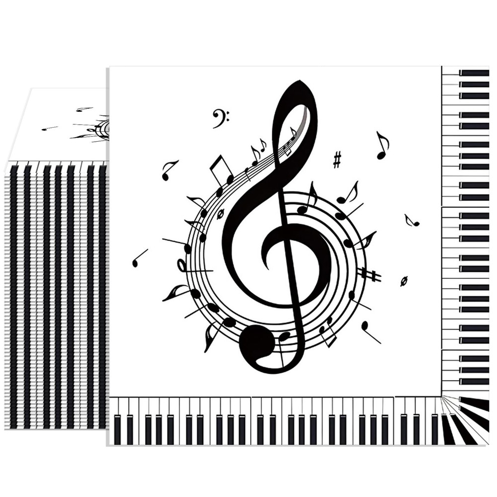 40pcs Musical Note Napkins Black and White Music Napkins Music Notes Party De…