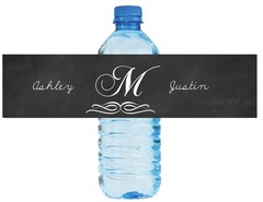 100 Chalkboard Monogram Wedding Birthday Party Water Bottle Labels