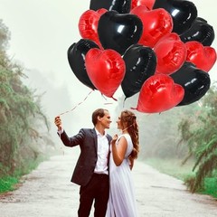 30Pcs 18 Inch Red Black Heart Balloons Valentine’s Day Heart 30pcs-black Red