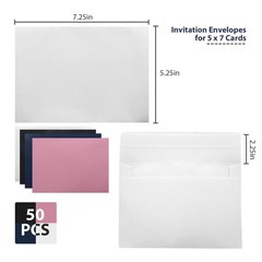 50 Pack White A7 & 5×7 Self-Sealing Envelopes for A7(White) 50 Pack,