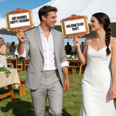 2pcs Wedding Bottle Service Signboard, (22 x 19.68) inch, multicolor