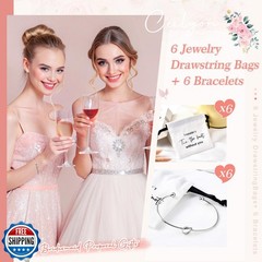 CEELGON 12 Pcs Jewelry Pouch Bridesmaid Gifts Set of 6 Linen Cotton Small Dra