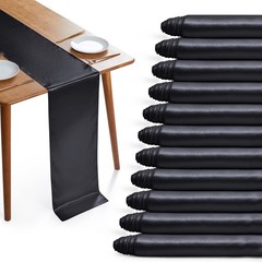 12 Pack Black Satin Table Runners, 12 x 108 Inches Silky Long Table Runner De…