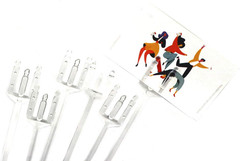 100Pcs Plastic Floral Picks Transparent Fork Shape Head Card Holders of Gift Car