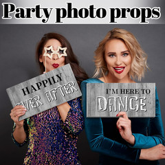 24 Designs Wedding Photo Booth Props Double Sided 11X5.5 Inch Photo Booth Props