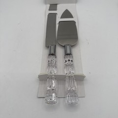 Crystal Clear Home 2 Piece Acrylic & Stainless-Steel Cake Serving Set New W/ Bx
